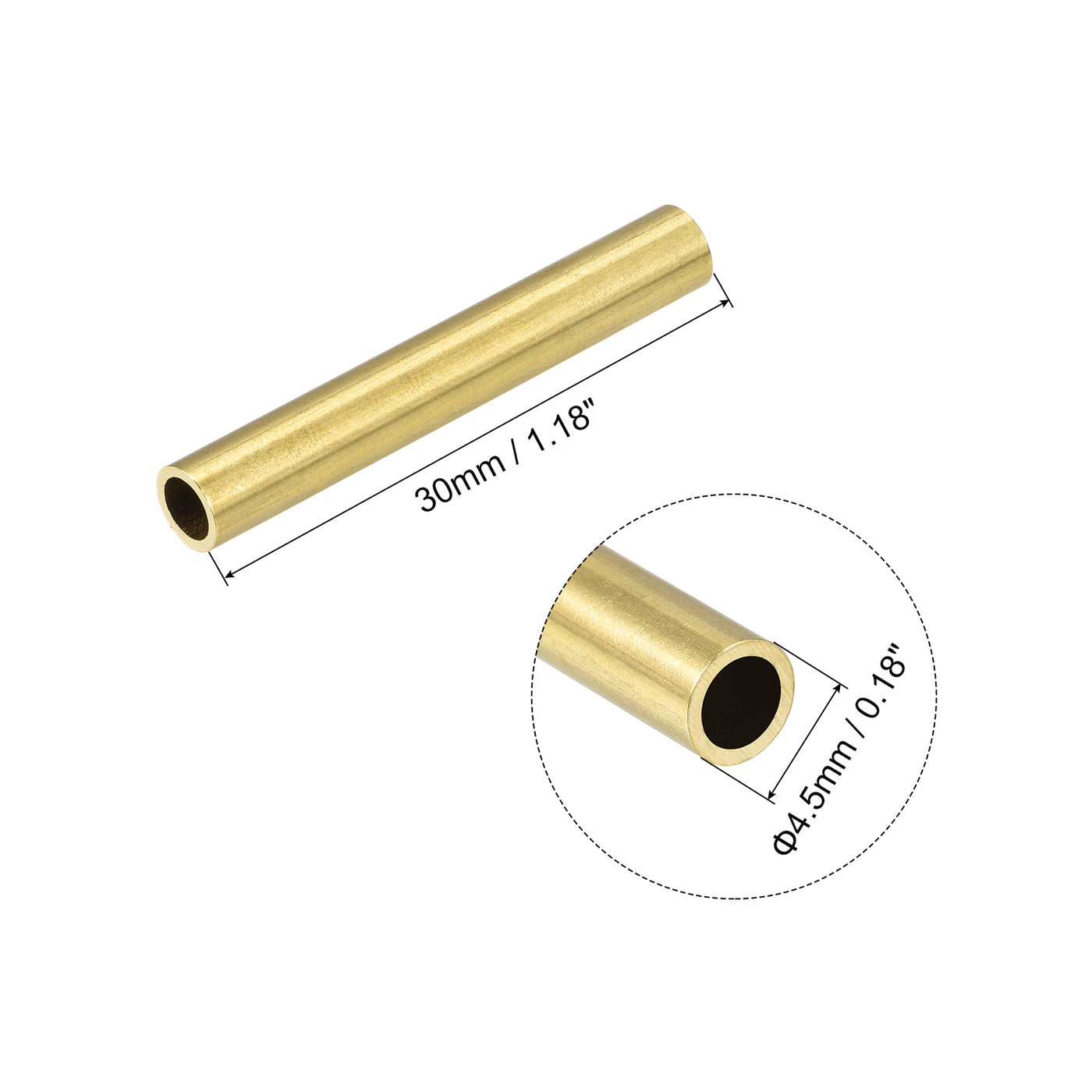 uxcell Uxcell 10Stk. Messingrohr 4,5mm Außendurchmesser 0,5mm Wanddicke 30mm lang Rohr für DIY