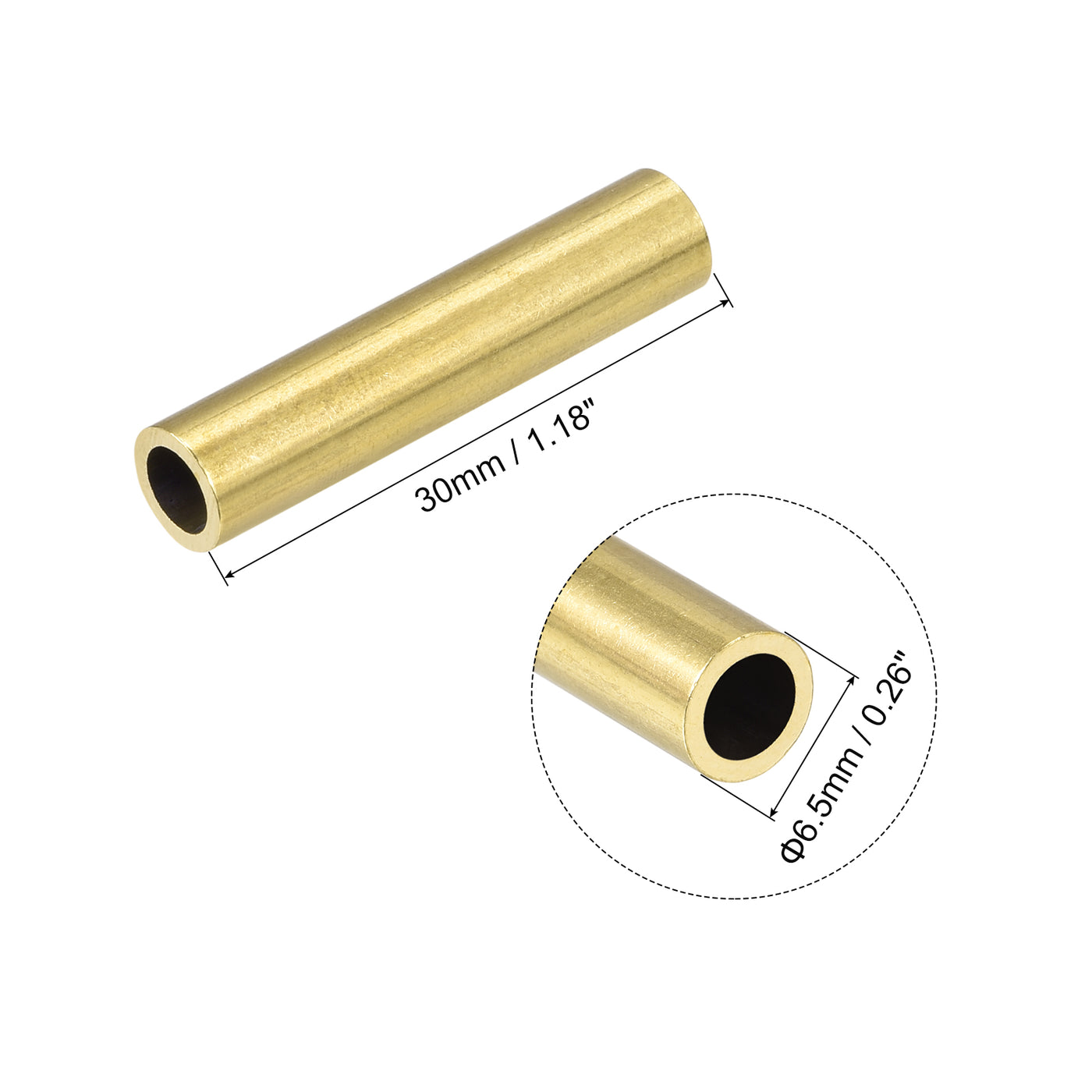 uxcell Uxcell 10Stk. Messingrohr 6,5mm Außendurchmesser 1mm Wanddicke 30mm lang Rohr für DIY