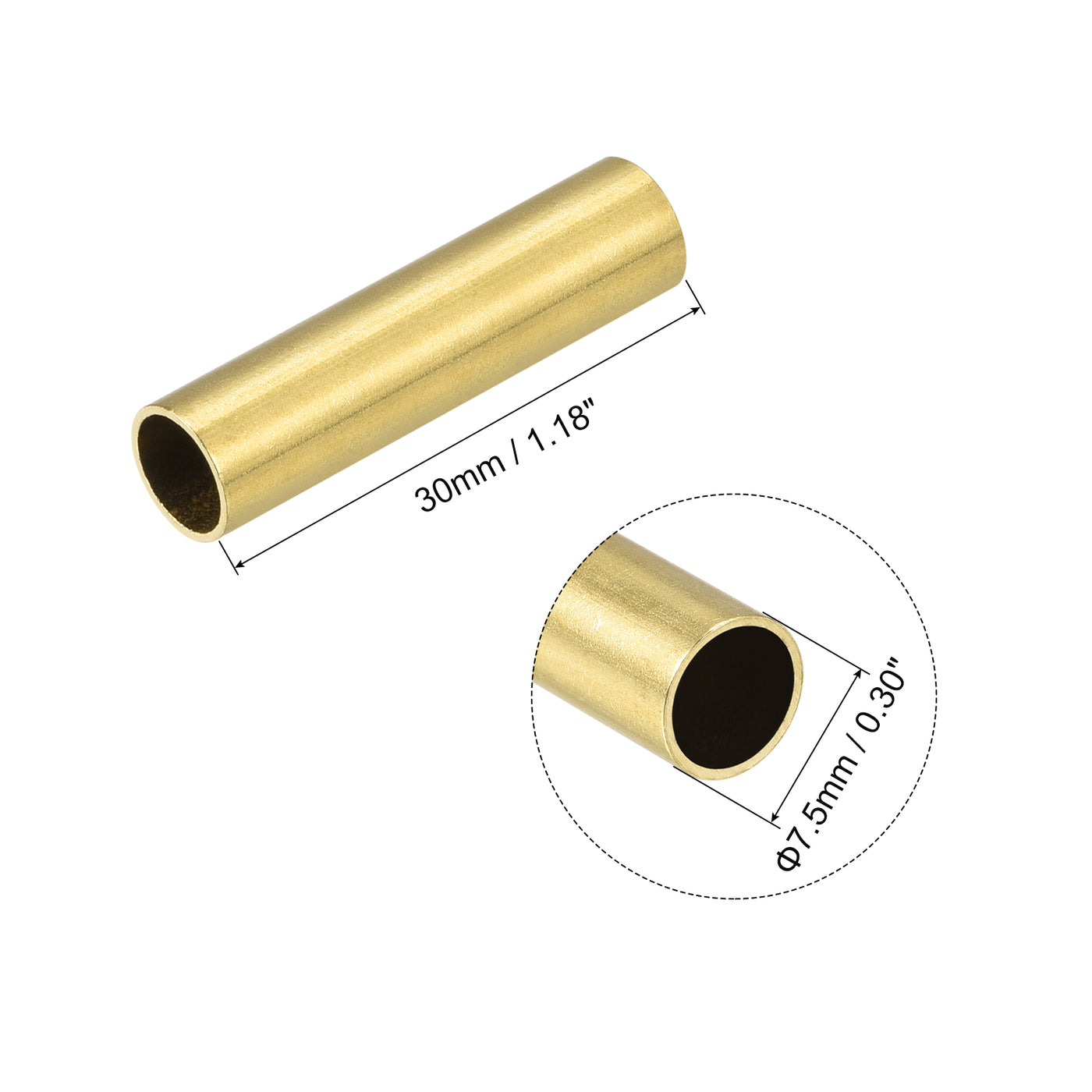 uxcell Uxcell 10Stk. Messingrohr 7,5mm Außendurchm. 0,5mm Wanddicke 30mm lang Rohr für DIY