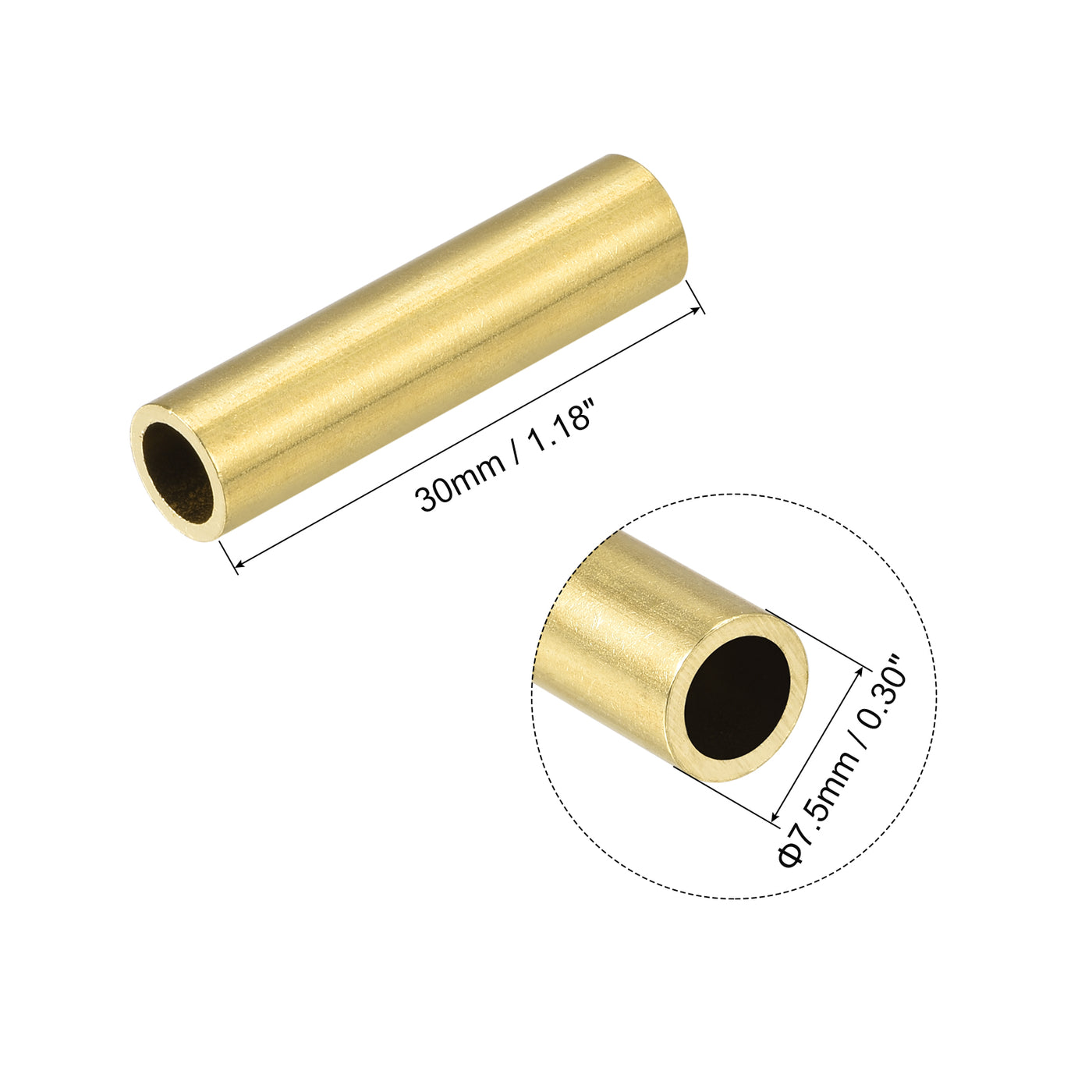 uxcell Uxcell 10Stk. Messingrohr 7,5mm Außendurchm. 1mm Wanddicke 30mm lang Rohr für DIY