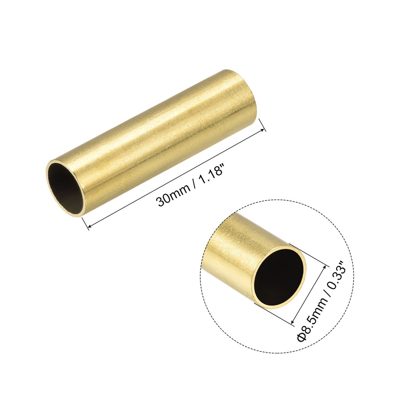 uxcell Uxcell Brass Tube 8.5mm OD 0.5mm Wall Thickness 30mm Length Pipe Tubing for DIY 20 Pcs