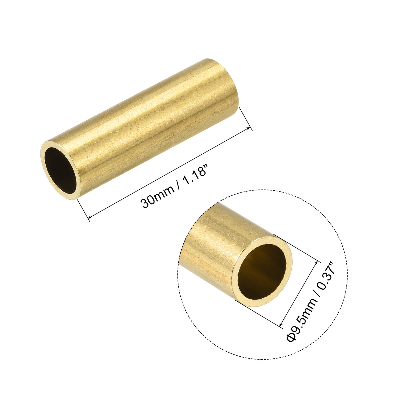 uxcell Uxcell 6Stk. Messingrohr 9,5mm Außendurchm. 1mm Wanddicke 30mm lang Rohr für DIY