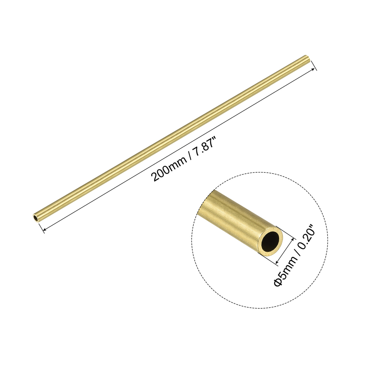 uxcell Uxcell Brass Round Tube 5mm OD 1mm Wall Thickness 200mm Length Pipe Tubing