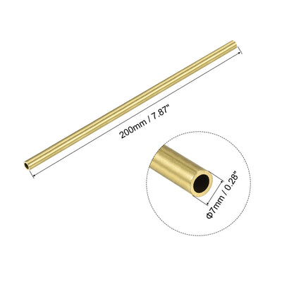 Harfington Uxcell Brass Round Tube 7mm OD 1mm Wall Thickness 200mm Length Pipe Tubing