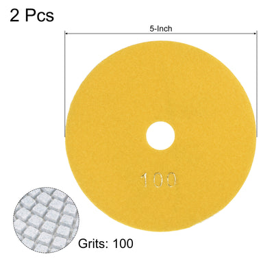 Harfington Uxcell 5-Inch 100 Grits Diamond Polishing Pad Wet/Dry for Stone Concrete Marble 2pcs