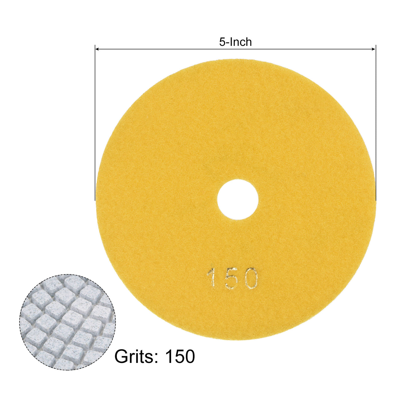 uxcell Uxcell  Polierpad 5" 150 Grits Nass/Trocken-Schleifen für Steine Arbeitsplatte