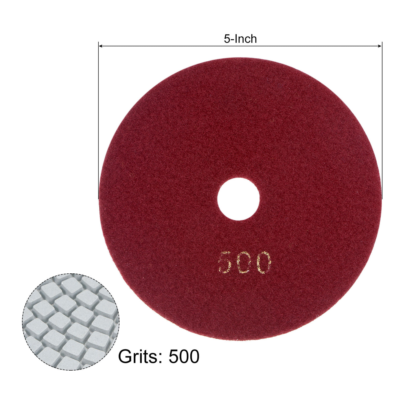 uxcell Uxcell 5-Inch 500 Grits Diamond Polishing Pad Wet/Dry for Stone Concrete Marble