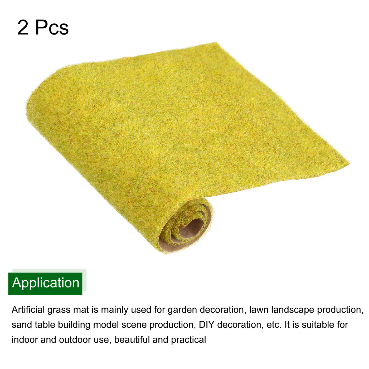 Harfington Artificial Model Grass Mat 10" x 10" Golden Yellow for Garden Lawn Model 2pcs