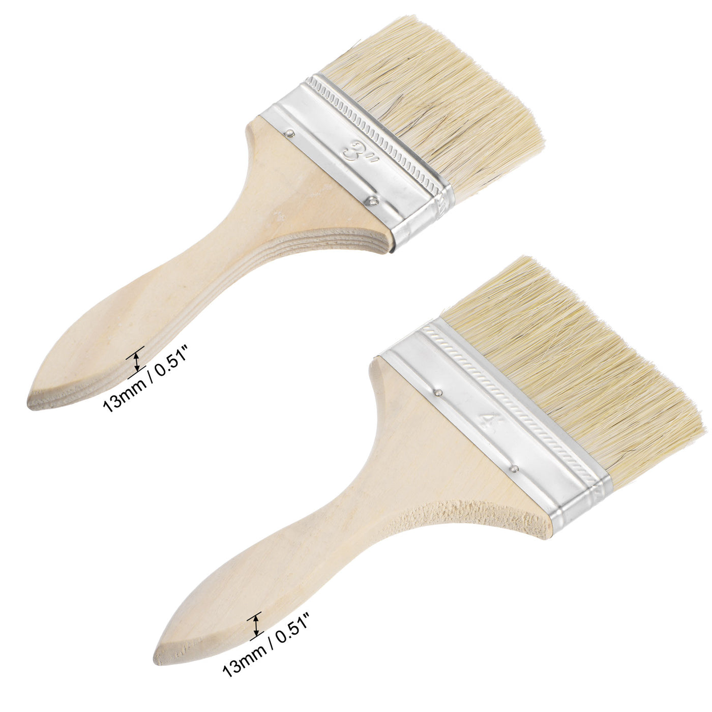 uxcell Uxcell 3Inch & 4Inch Chip Paint Brush Synthetic Bristle with 13mm Thick Handle 6pcs