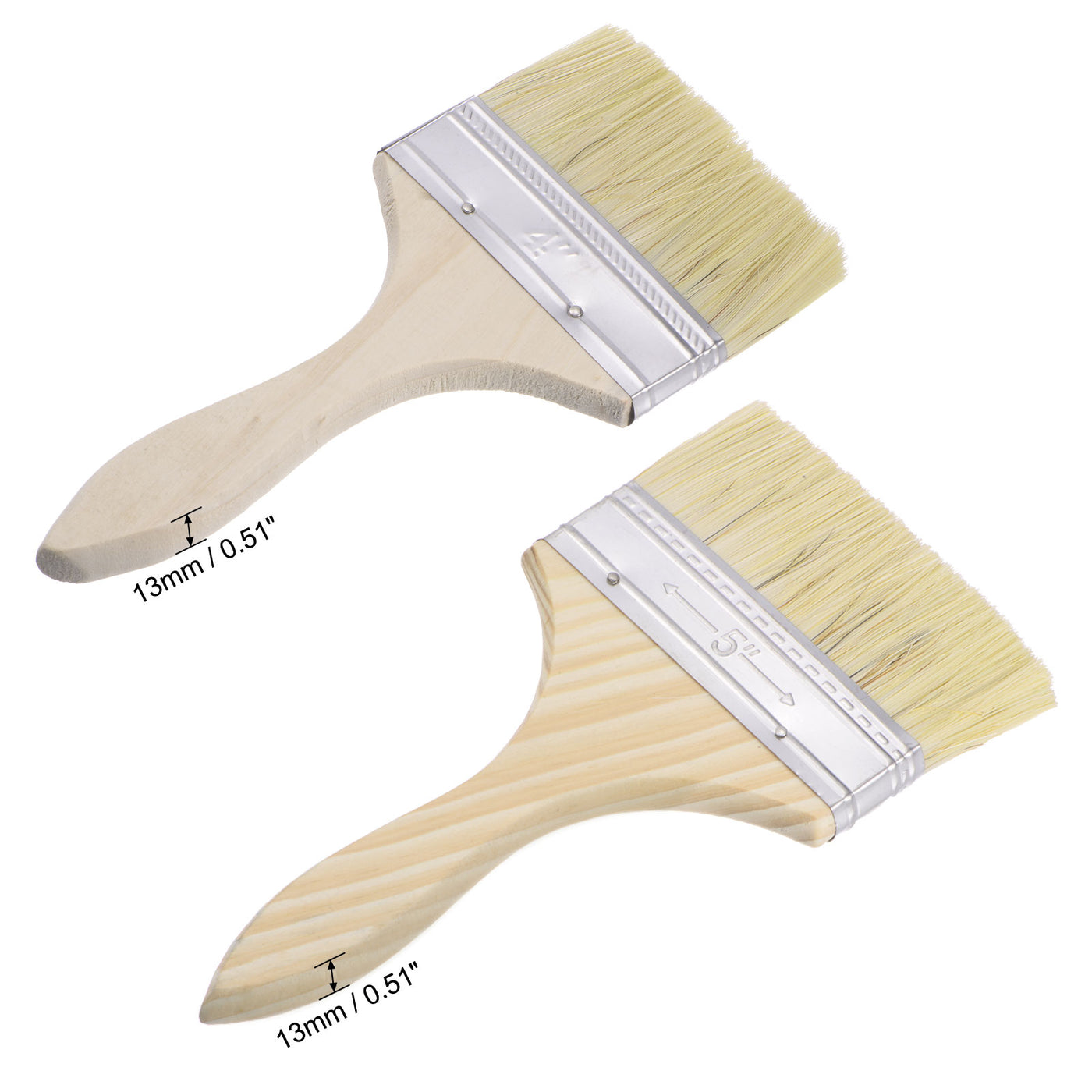 uxcell Uxcell 5Inch & 4Inch Chip Paint Brush Synthetic Bristle with 13mm Thick Handle 6pcs