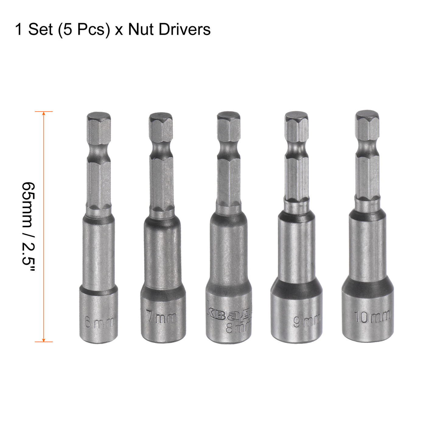 uxcell Uxcell Schneller Wechsel Nuss Treiber Bit Set, 1/4" Hex Schaft 2,5" Länge 6mm 7mm 8mm 9mm 10mm Magnetisch Nuss Setter Bohrbits