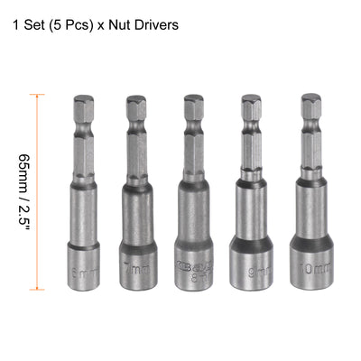 Harfington Uxcell Schneller Wechsel Nuss Treiber Bit Set, 1/4" Hex Schaft 2,5" Länge 6mm 7mm 8mm 9mm 10mm Magnetisch Nuss Setter Bohrbits