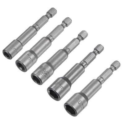 Harfington Uxcell Schneller Wechsel Nuss Treiber Bit Set, 1/4" Hex Schaft 2,5" Länge 6mm 7mm 8mm 9mm 10mm Magnetisch Nuss Setter Bohrbits