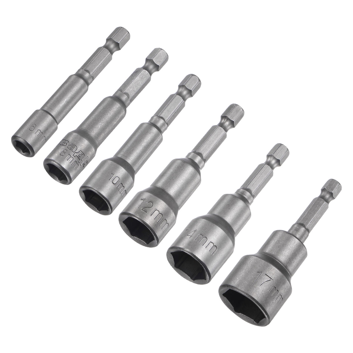 uxcell Uxcell 1/4" Quick-Change Hex Shank 6/8/10/12/14/17mm Magnetic Nut Driver Bit Set, CR-V