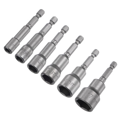 Harfington Uxcell 1/4" Quick-Change Hex Shank 6/8/10/12/14/17mm Magnetic Nut Driver Bit Set, CR-V