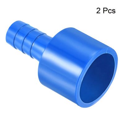 Harfington PVC Pipe Fitting 10mm Barbed x 20mm ID Spigot Straight Tube Adapter Hose Quick Connector, Blue Pack of 2