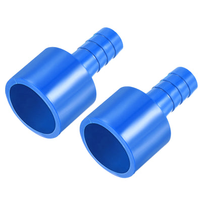 Harfington PVC Pipe Fitting 10mm Barbed x 20mm ID Spigot Straight Tube Adapter Hose Quick Connector, Blue Pack of 2