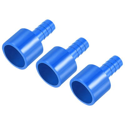 Harfington PVC Pipe Fitting 10mm Barbed x 20mm ID Spigot Straight Tube Adapter Hose Quick Connector, Blue Pack of 3