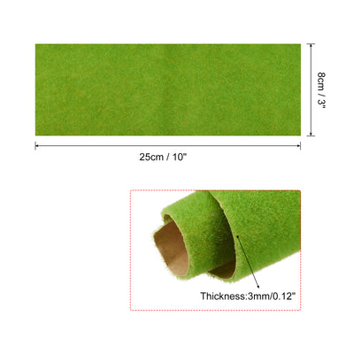 Harfington Artificial Model Grass Mat 3" x 10" Light Green for Garden Lawn Model 2pcs