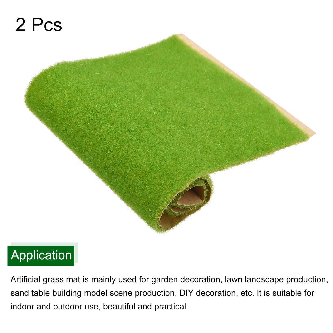 Harfington Artificial Model Grass Mat 3" x 10" Light Green for Garden Lawn Model 2pcs