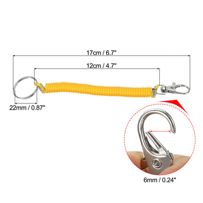 Harfington 6.7" Spiral Retractable Spring Coil Keychain, 4 Pack Stretch Cord Key Ring for Keys Wallet Cellphone, Yellow Blue Green