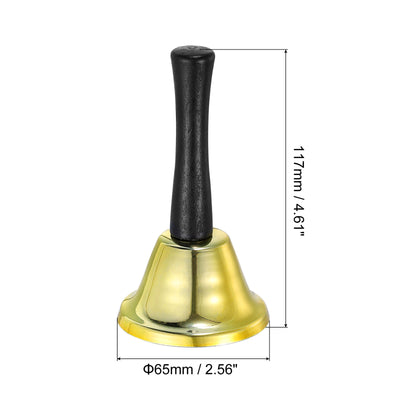 Harfington Uxcell Loud Hand Bell, 65mm(2.56") Dia. Dinner Bell for Classroom, Service, Gold Tone