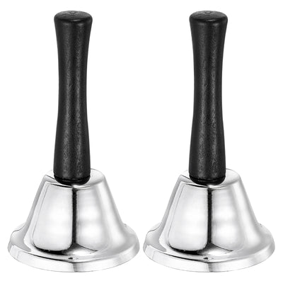 Harfington Uxcell Loud Hand Bell, 2pcs 65mm(2.56") Dinner Bell for Classroom, Service, Silver Tone