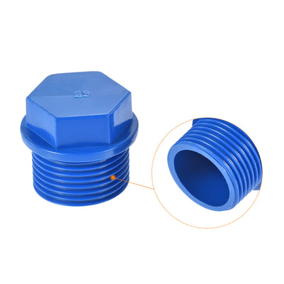 Harfington Pipe Plug Fitting G3/4 Male Threaded PVC Hex Head End Cap for Water Heater Drain Home Garden, Blue, Pack of 4