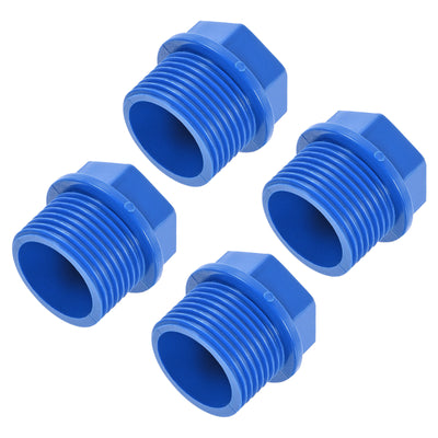 Harfington 4 Pack Rohrstopfen G3/4 Außengewinde PVC Sechskantkopf Endkappe für Wassererhitzerablauf Haus Garten, Blau