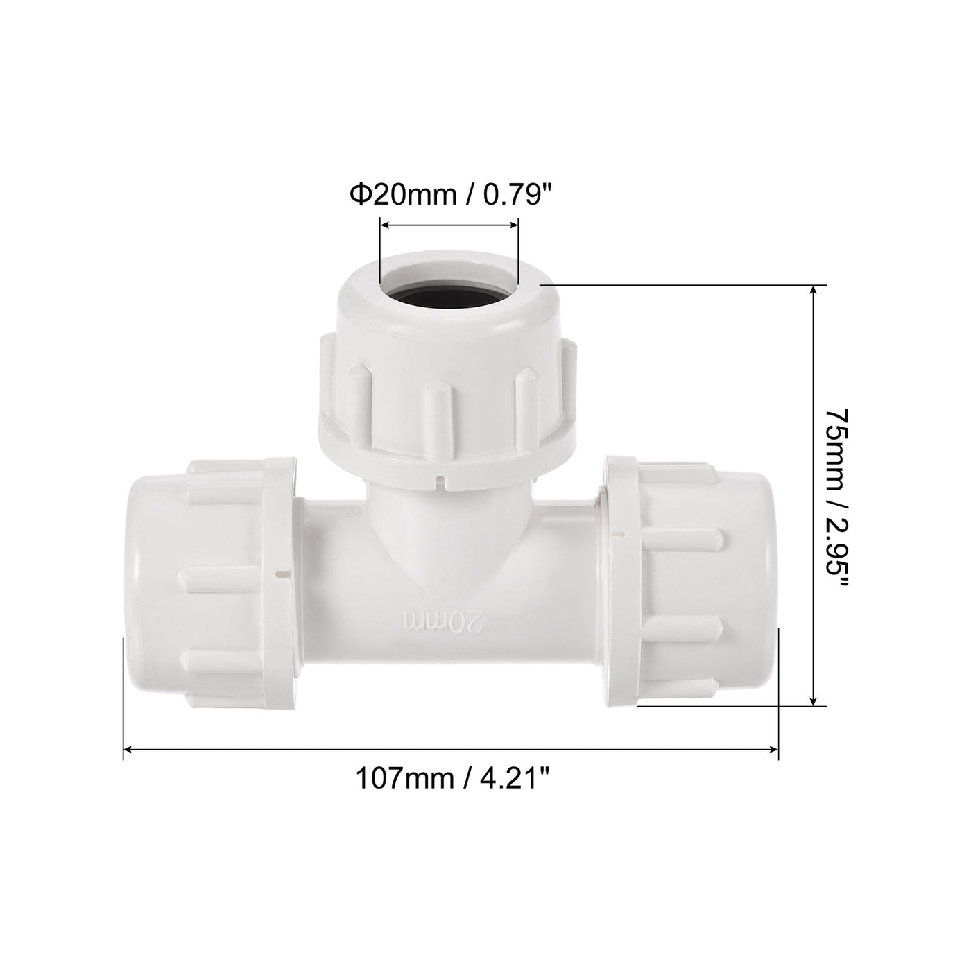 Harfington Compression Tube Tee Fitting Quick Connector for Water Line Home Garden Irrigation