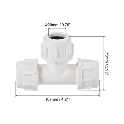 Harfington Compression Tube Tee Fitting Quick Connector for Water Line Home Garden Irrigation