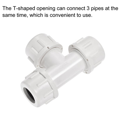 Harfington Compression Tube Tee Fitting Quick Connector for Water Line Home Garden Irrigation