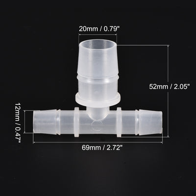 Harfington PP Reducing 18x20x18mm OD Barb Hose Fitting 3 Way Tee T Shape Translucent