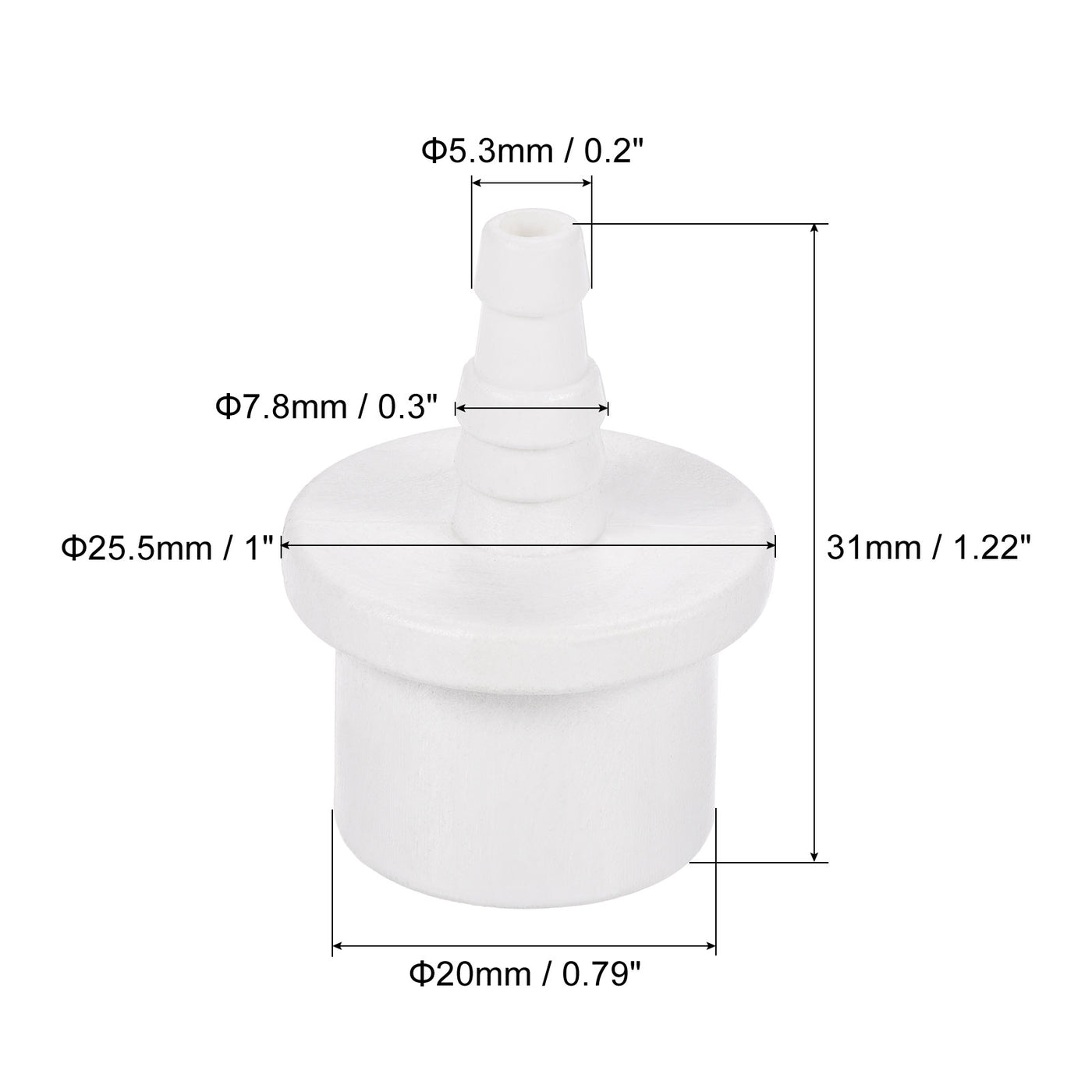 Harfington PVC Straight Hose Pipe Fitting 5.3x7.8mm Barbed x 20mm OD Spigot White