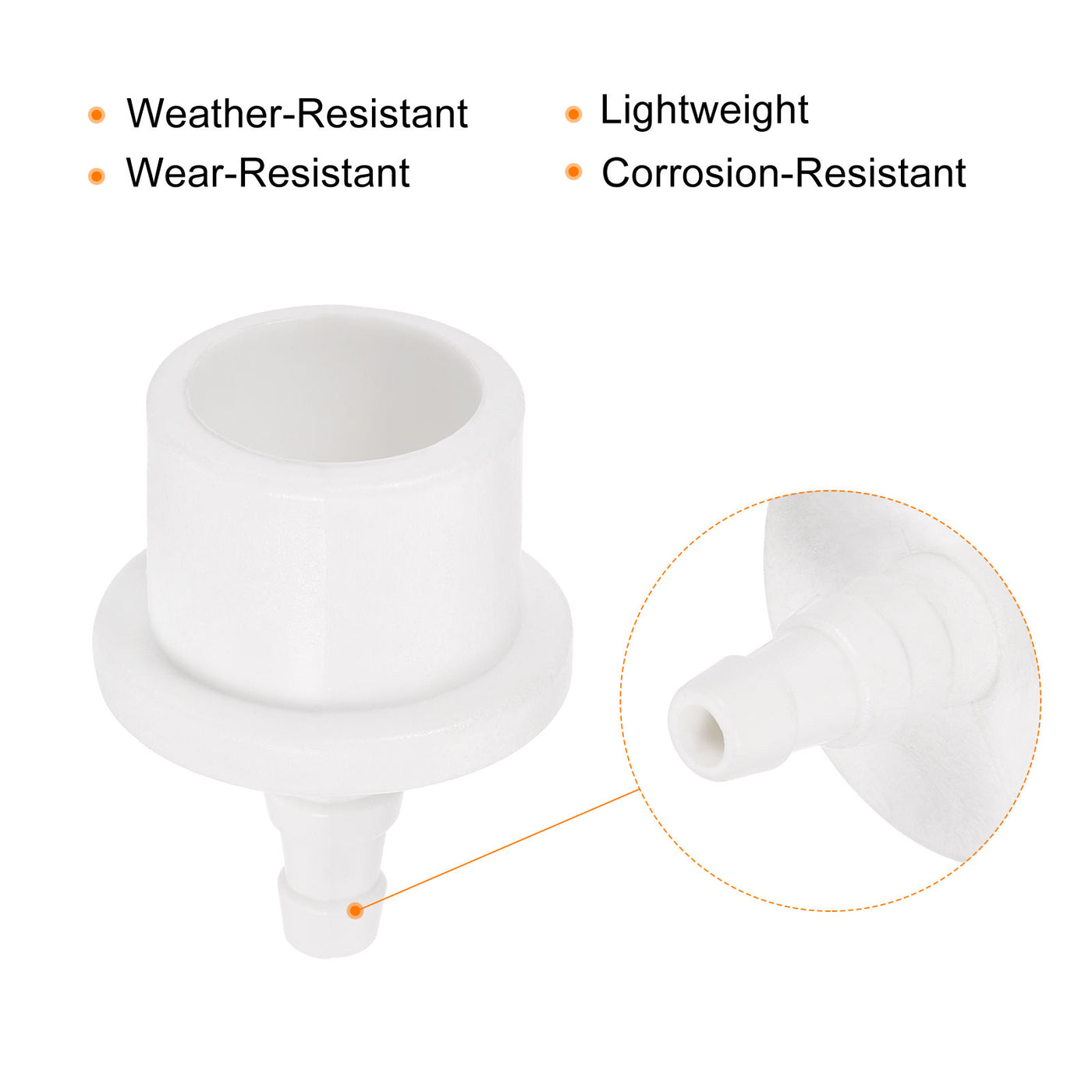 Harfington PVC Straight Hose Pipe Fitting 5.3x7.8mm Barbed x 20mm OD Spigot White