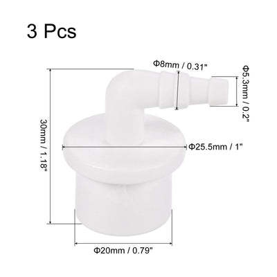 Harfington 3Pcs PVC Elbow Hose Pipe Fitting 5.3x8mm Barbed x 20mm OD Spigot White