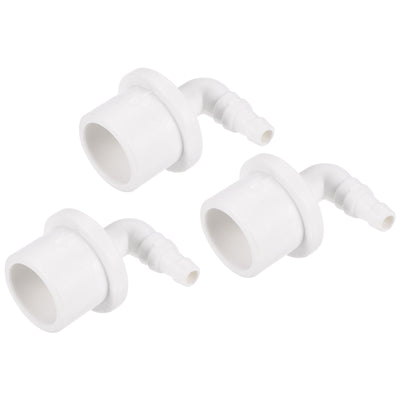 Harfington 3Pcs PVC Elbow Hose Pipe Fitting 5.3x8mm Barbed x 20mm OD Spigot White