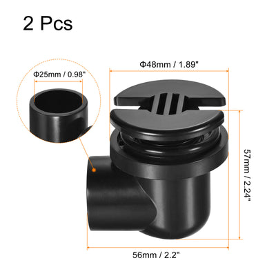 Harfington 2Pcs PVC Water Tank Pipe Fitting 25mm Elbow Connector with Rubber Ring