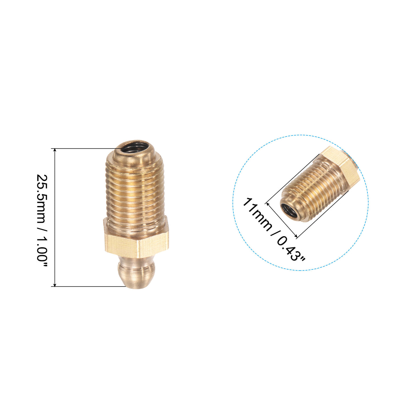 uxcell Uxcell Metric Brass Straight Hydraulic Grease Fitting M10 x 1mm Lengthened Thread