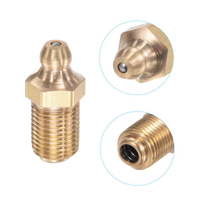 Harfington Uxcell Metric Brass Straight Hydraulic Grease Fitting M10 x 1mm Lengthened Thread