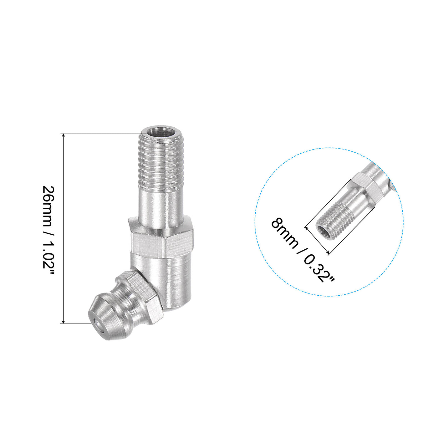 uxcell Uxcell Metric Nickel Plated Brass Straight Lengthened Grease Fitting M6 x 0.75mm Thread