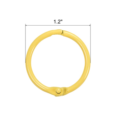 Harfington Uxcell 36Stk Loses Blatt Binderinge 30mm/ 1,18" Metall Buch Ring Schlüsselanhänger für Zuhause Bürobedarf Gelb