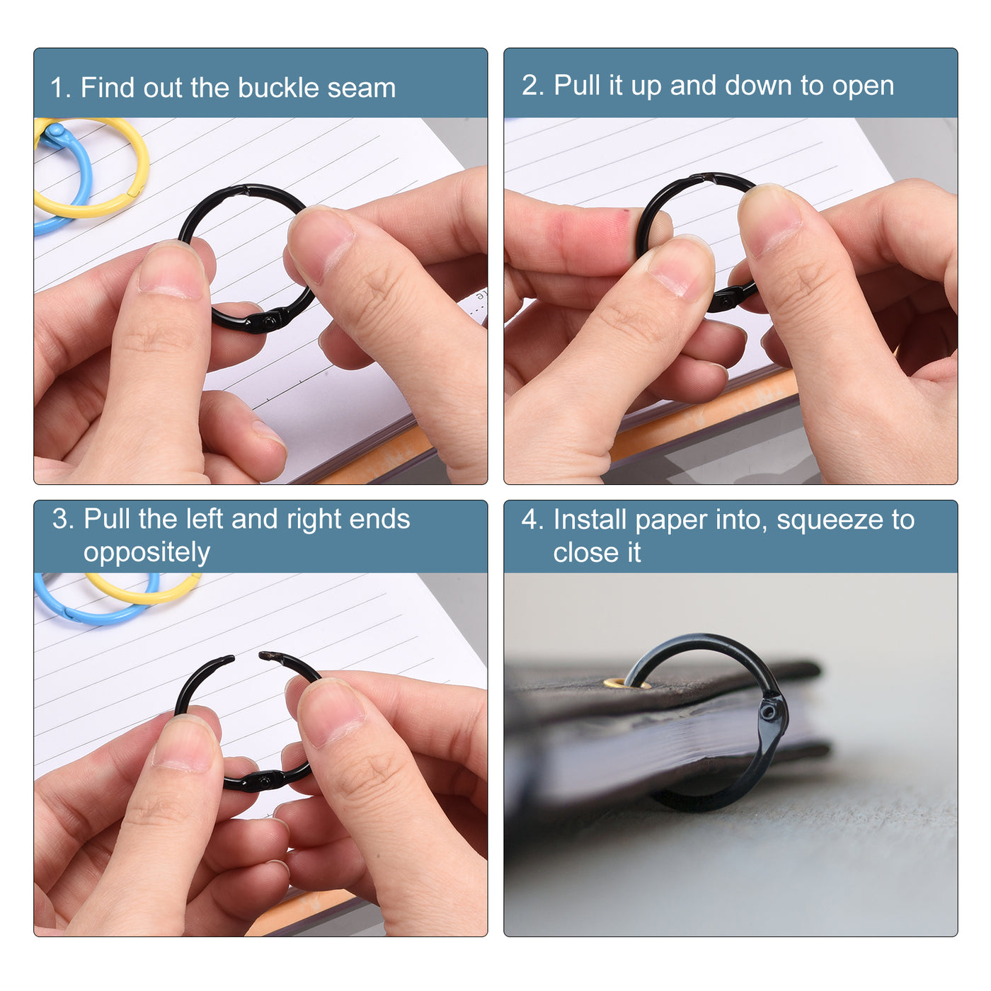 uxcell Uxcell 36Stk Loses Blatt Binderinge 30mm/ 1,18" Metall Buch Ring Schlüsselanhänger für Zuhause Bürobedarf Gelb