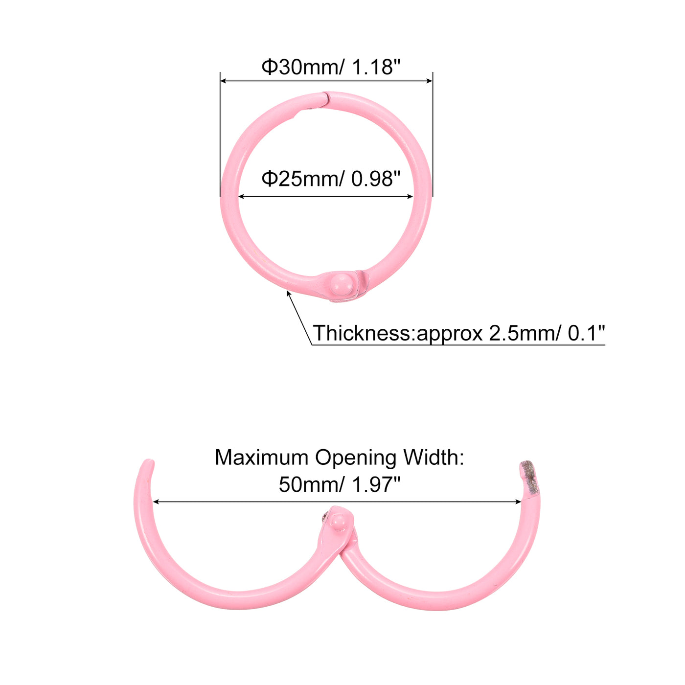 uxcell Uxcell 5Stk Loses Blatt Binderinge 30mm/ 1,18" Metall Buch Ring Schlüsselanhänger für Zuhause Bürobedarf Verschiedene Farben