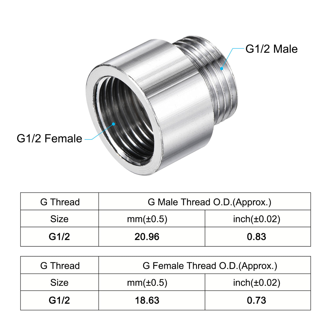 Harfington Nickel Plated Brass Extension Pipe Fitting Thread Reducer Coupling Adapter Connector