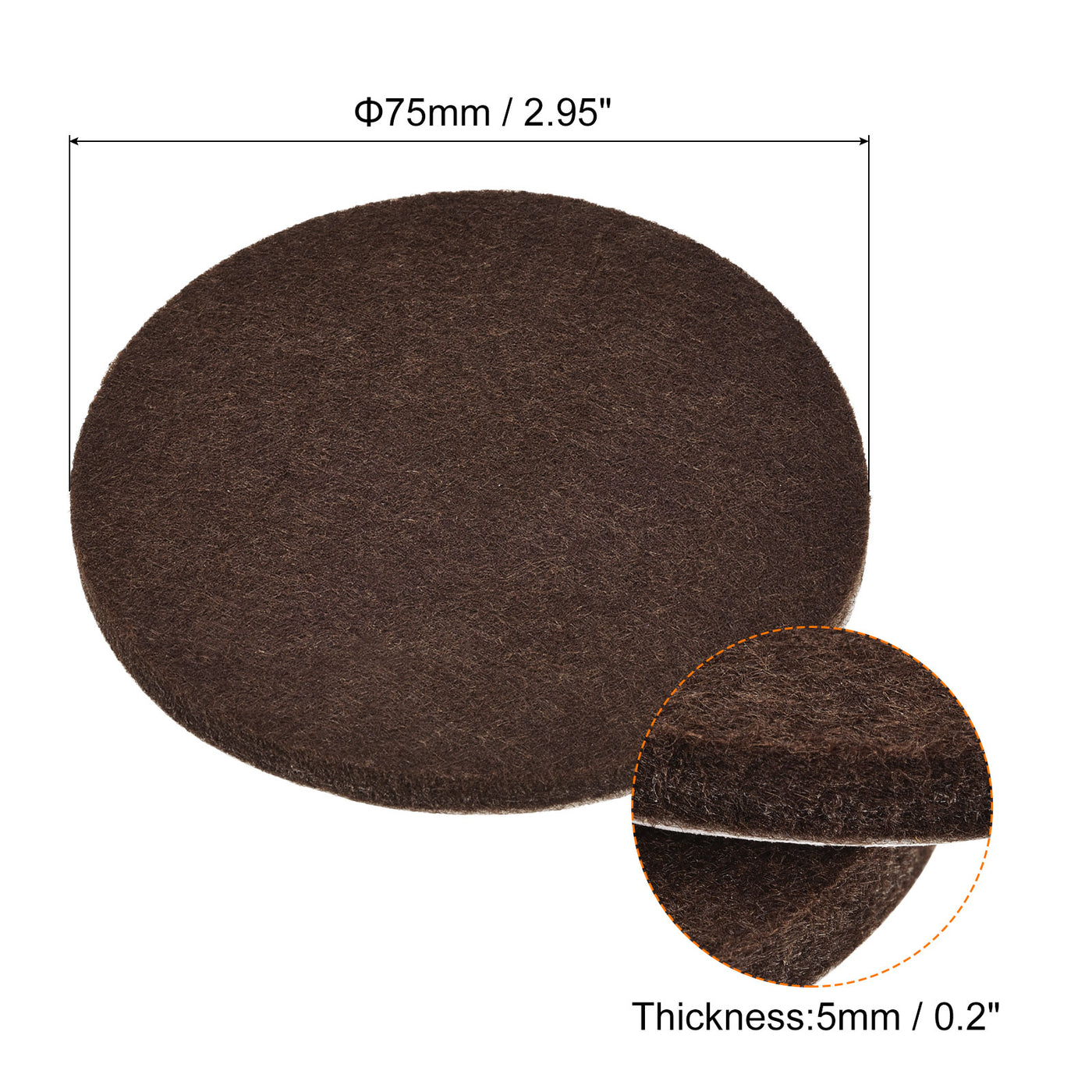 uxcell Uxcell Felt Furniture Pads 75mm Dia Self-stick Anti-scratch Floor Protector Brown 24pcs