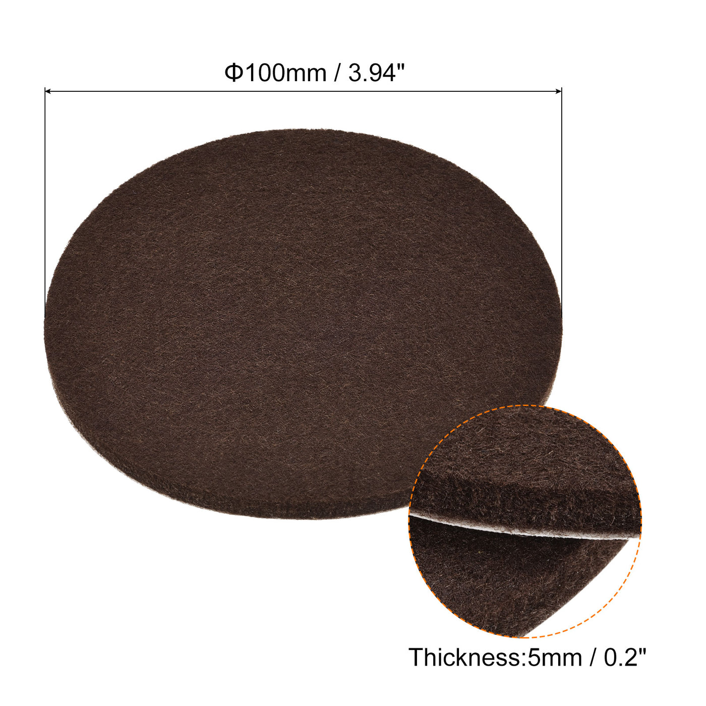 uxcell Uxcell Felt Furniture Pads 100mm Self-stick Anti-scratch Floor Protector Brown 4pcs