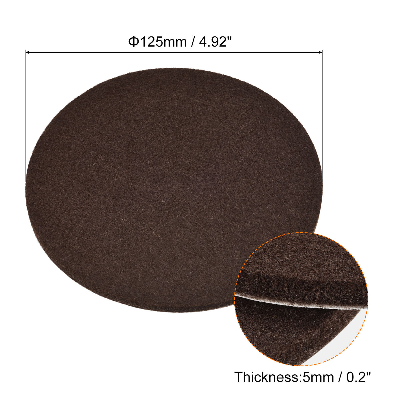 uxcell Uxcell Felt Furniture Pads 125mm Self-stick Anti-scratch Floor Protector Brown 12pcs