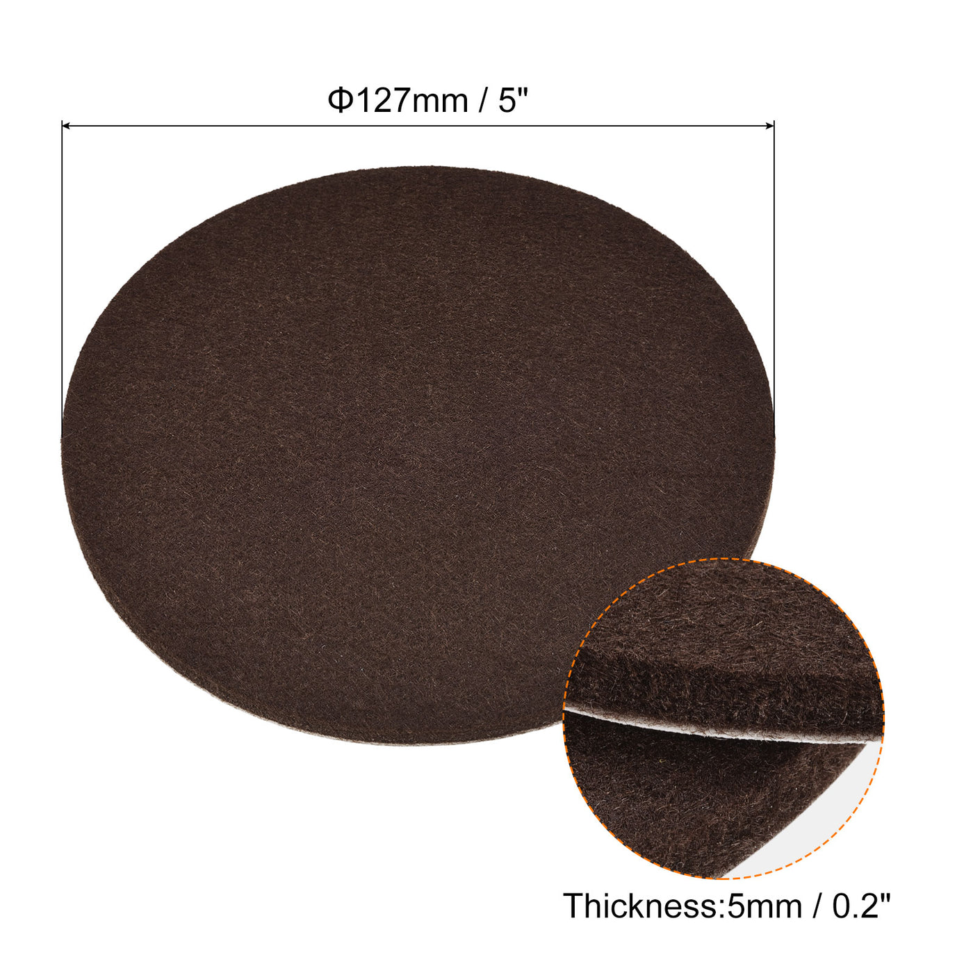 uxcell Uxcell Felt Furniture Pads 127mm Self-stick Anti-scratch Floor Protector Brown 4pcs