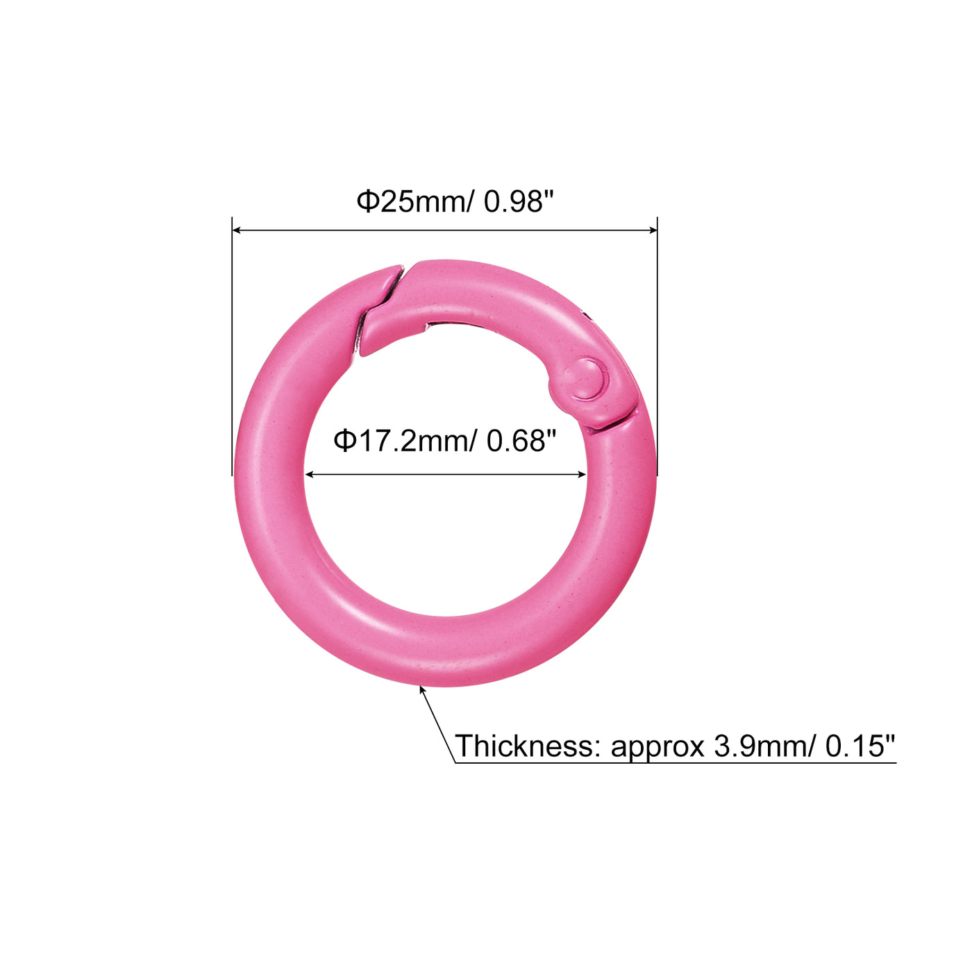 uxcell Uxcell Round Spring O Rings, 25mm/ 0.98" Trigger Buckle Snap for Bags, Purses, Keyrings, Pink, 4Pcs